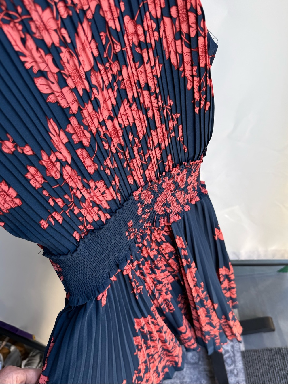 Nanette Lepore Navy Dress with Coral Floral Print